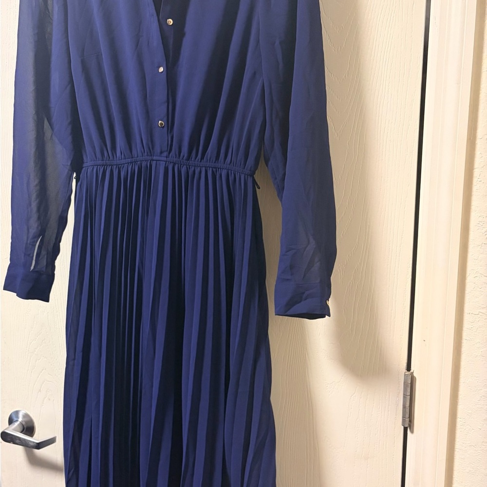 Chic Long Sleeve Navy Dress